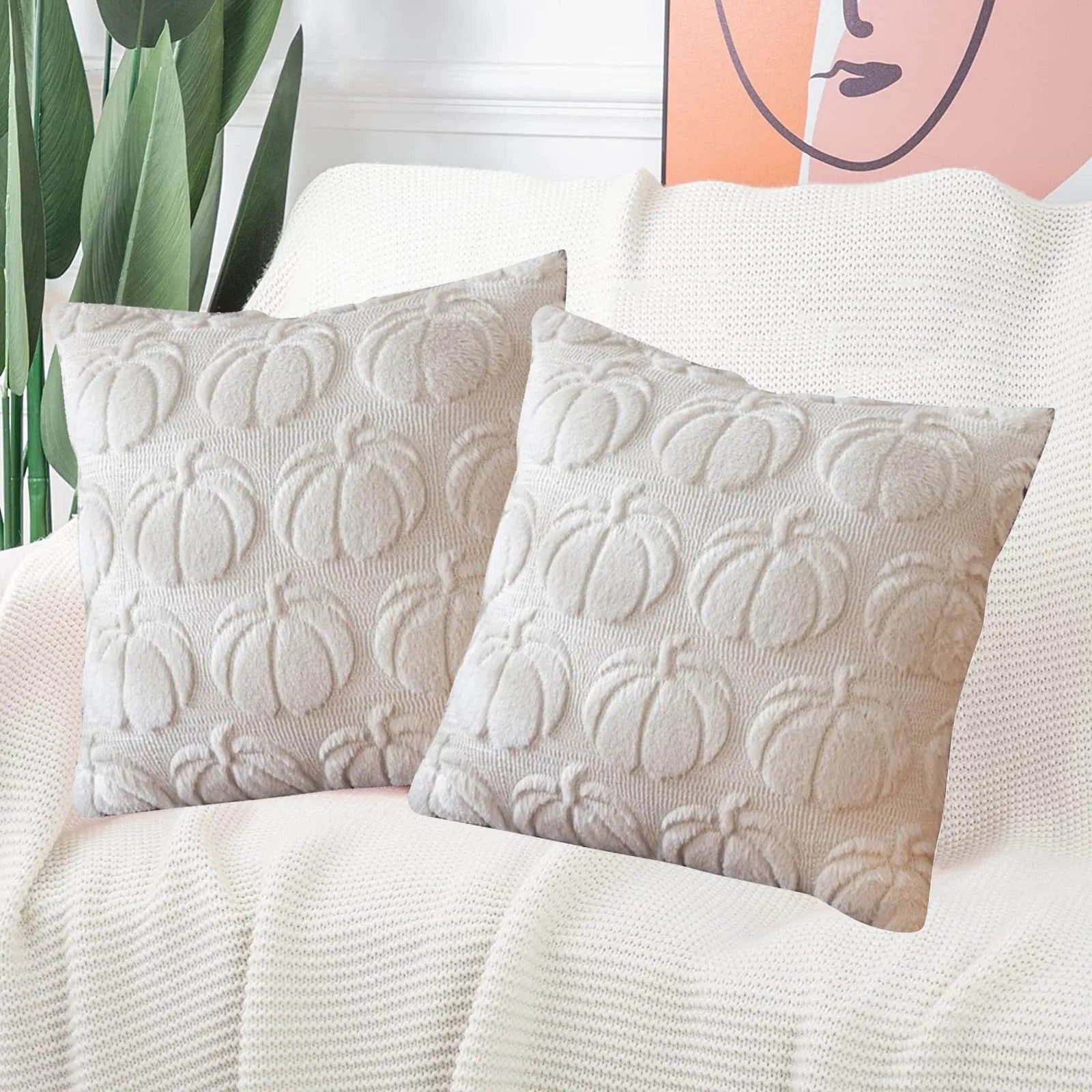 Fall Pumpkin Design Pillow Covers, 17.7" x 17.7 "
