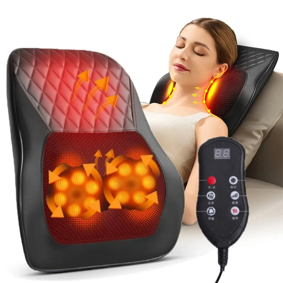 3 Speed Neck Pillow Massager with Vibration and Heat for Shoulder, Neck and Back Nuscies