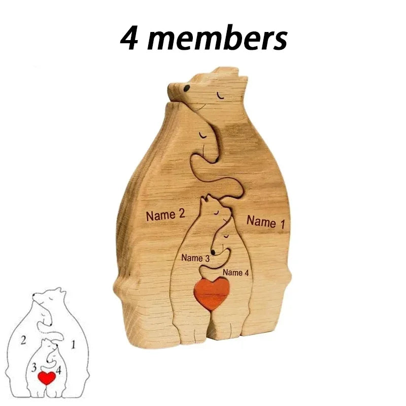 Personalized Customed Wooden Bear Family Puzzle