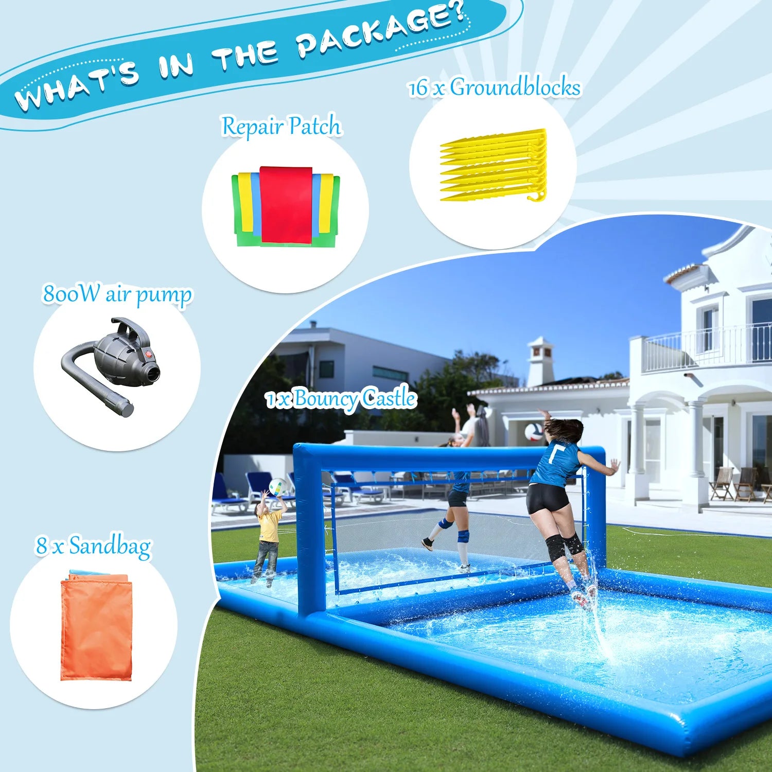 33ft Inflatable Outdoor Water Volleyball Court .