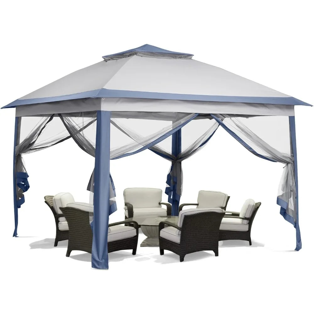 11x11 Pop Up Outdoor Gazebo for Backyard with Wheeled Carry Bag