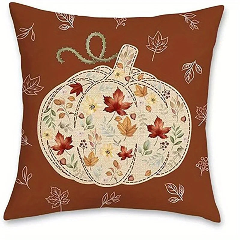 Pillow cover with autumn pattern and zipper