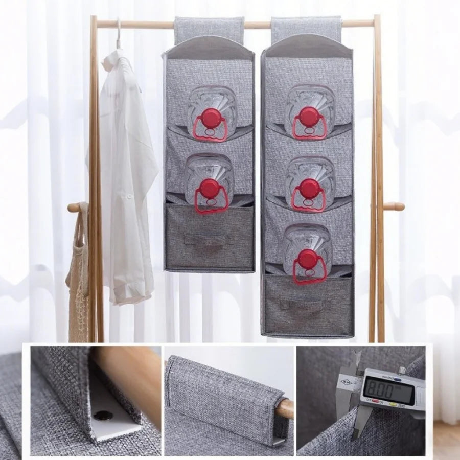 5 Shelf Hanging Cotton Wardrobe Storage Bag With 2 Drawers