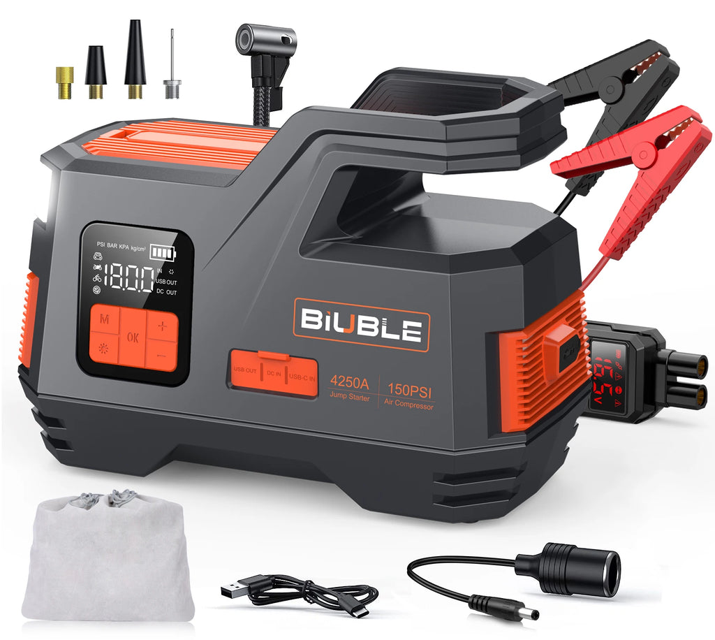 Portable Car Jump Starter Power Bank with Air Compressor and Inflator Pump