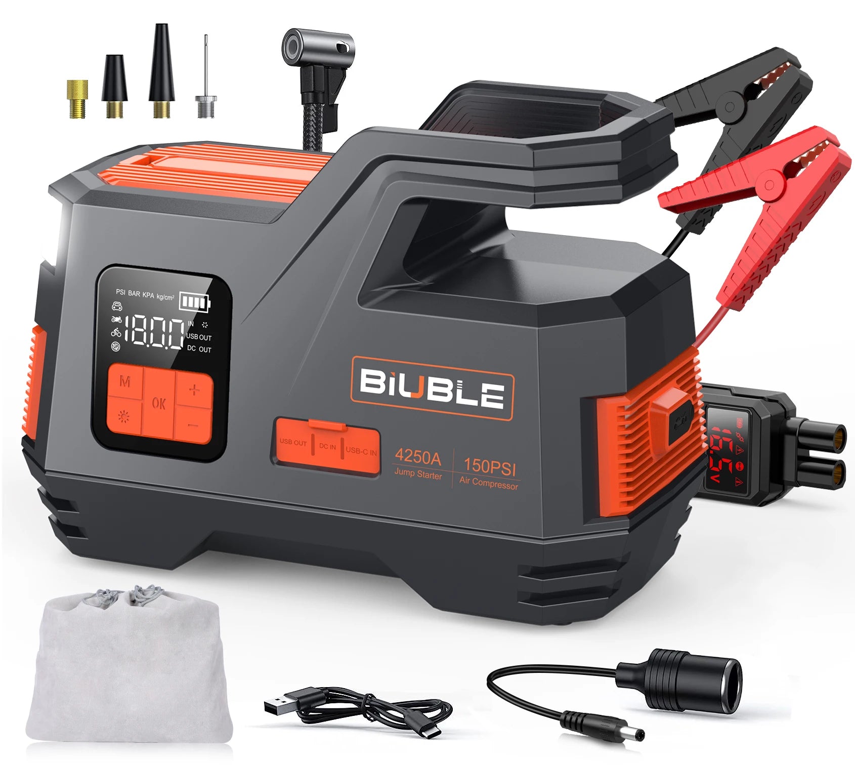 Portable Car Jump Starter Power Bank with Air Compressor and Inflator Pump