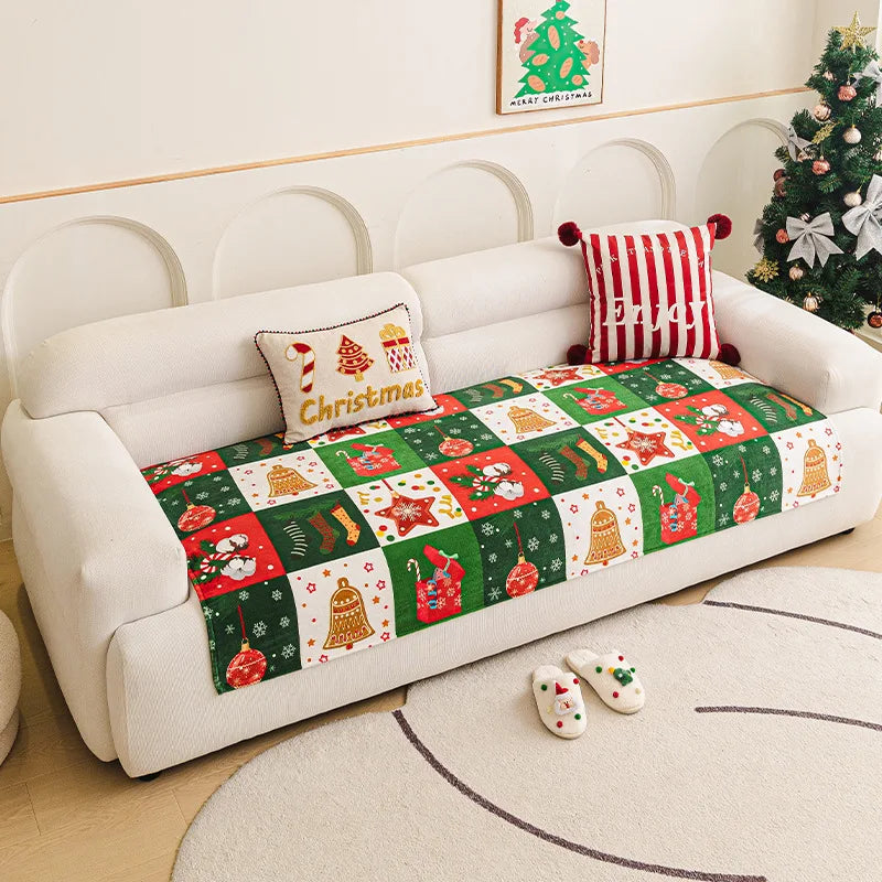 Winter or Christmas Flannel Anti-Slip Sofa Cover