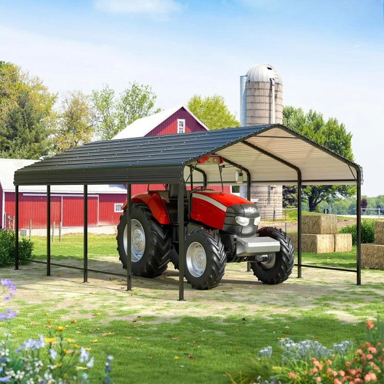 12x20 Ft. Heavy Duty Metal Outdoor Carport with Reinforced Base