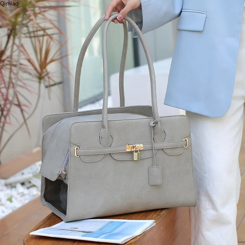 Luxury Leather Pet Carrier Bag For Puppy or Cat