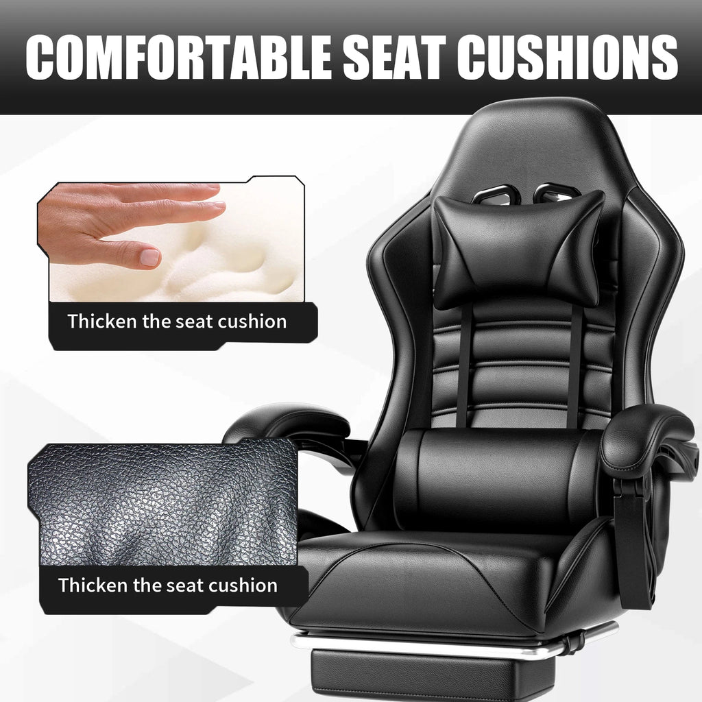 Ergonomic Reclining Racing Style Video Gaming Chair with Footrest.