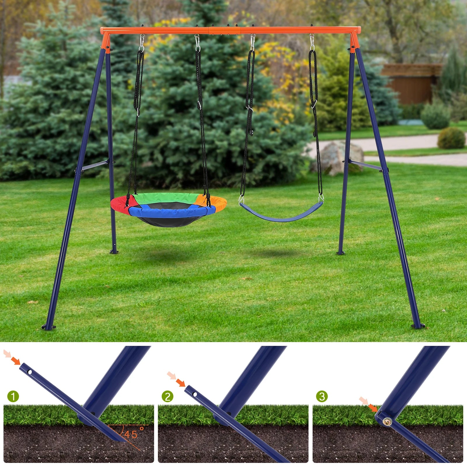 Double seat Children's Playground Swing.