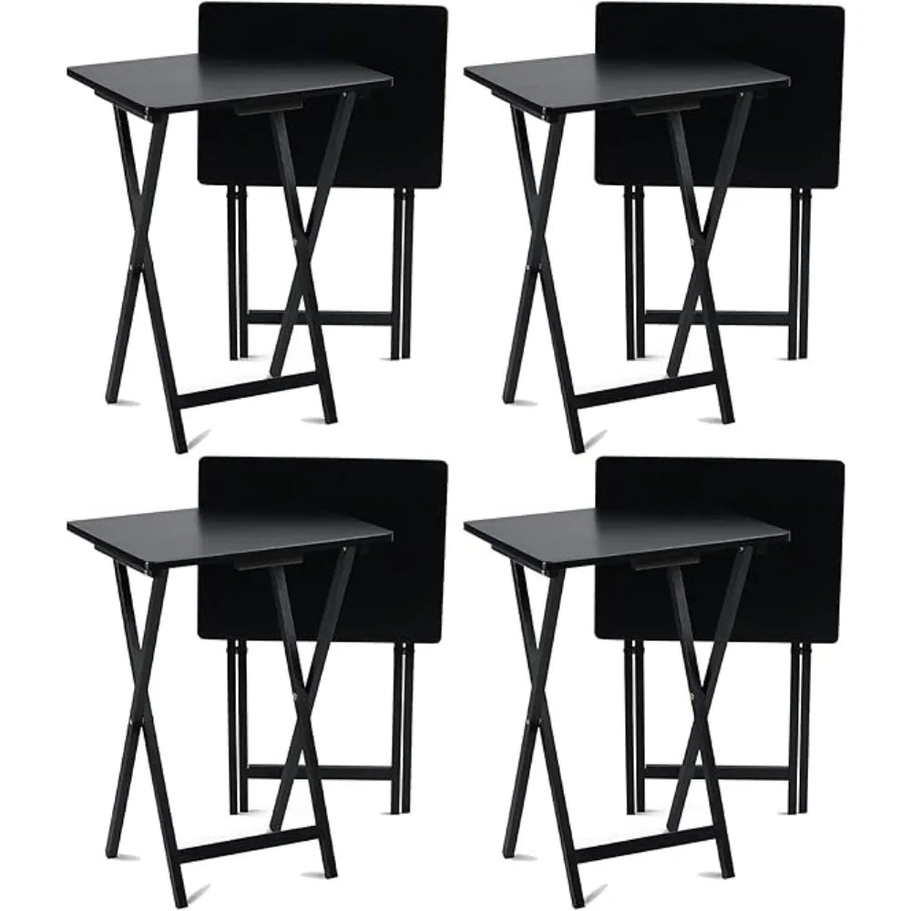 Black Wood Construction Portable Folding TV Snack Tray.