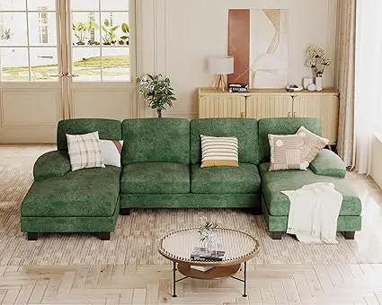 4-Seat Sectional U-Shaped Couches with Chenille Fabric with Removable Pillows. Various Colors.