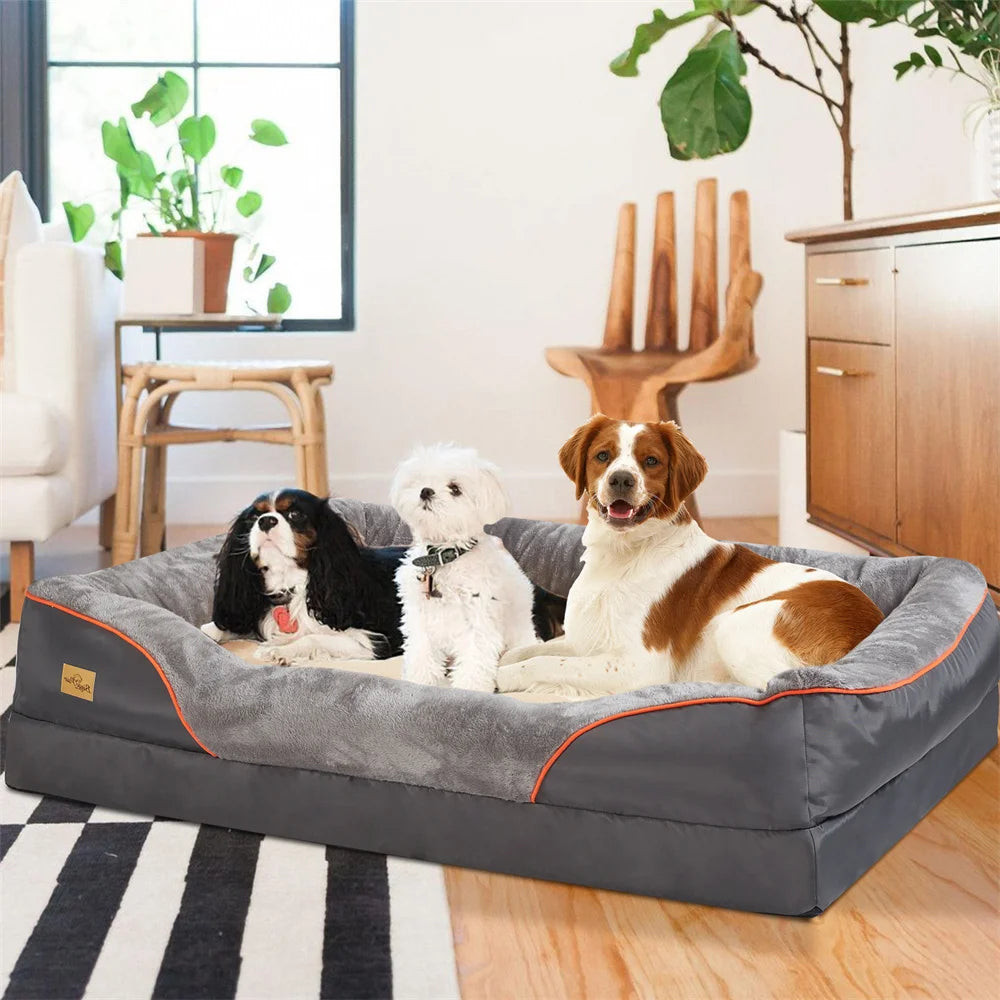 Large Orthopedic Waterproof Memory Foam Pet Sofa with Removable Cover