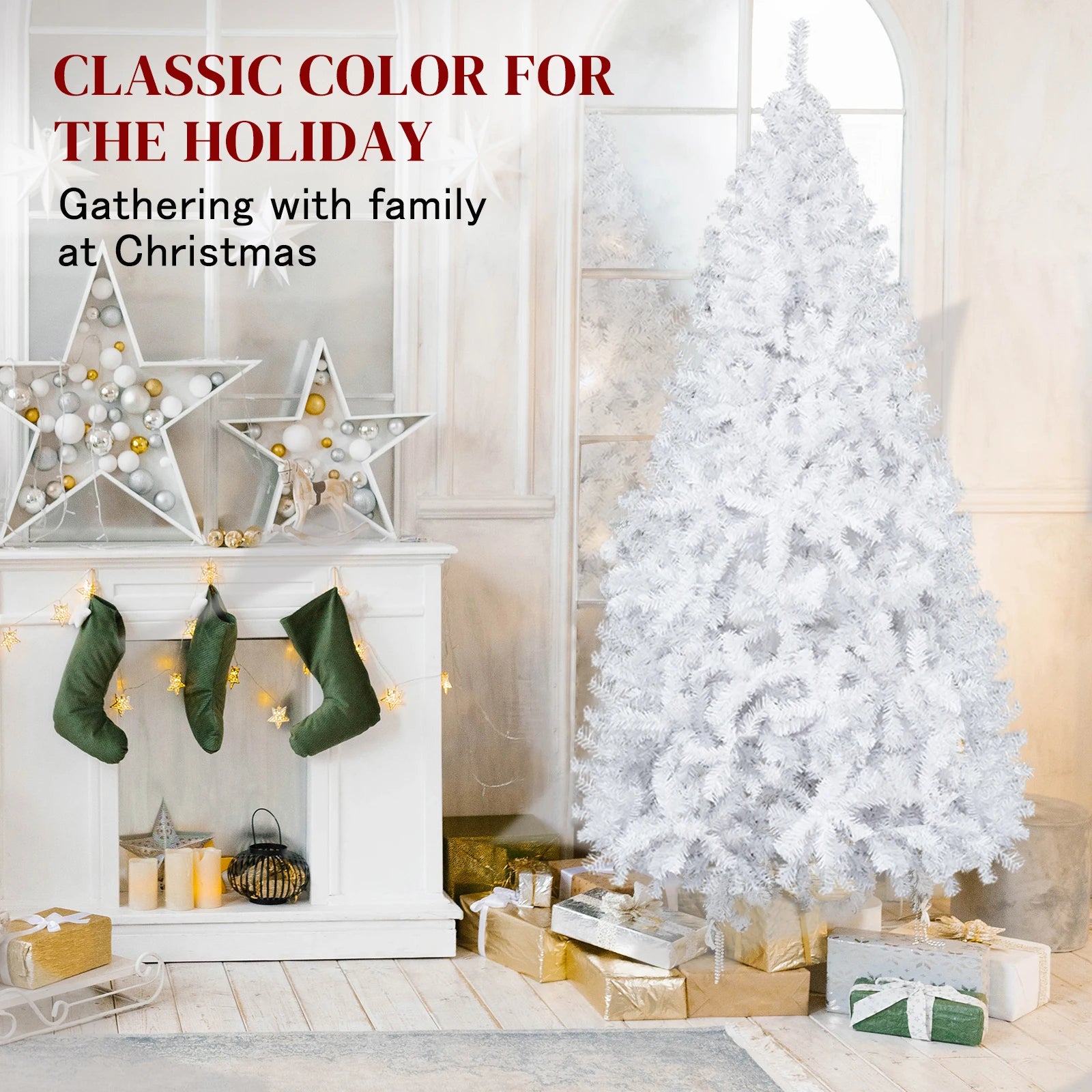 7FT Iron Leg White Christmas Tree with 1349 Branches