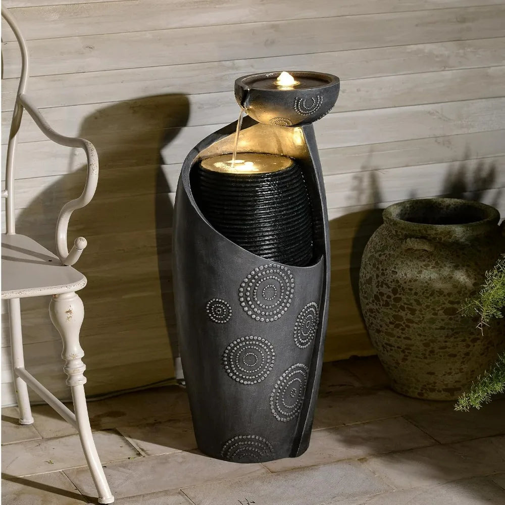 Outdoor or Indoor Floor Standing Water Fountain Feature with LED Light & Pump.