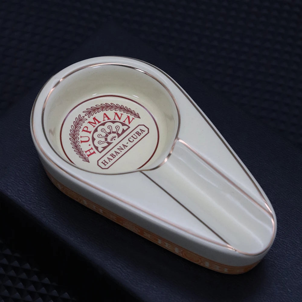 European Style Ceramic Cigar Ashtray with Large Capacity Wide Mouth Slot - Cigar not included.