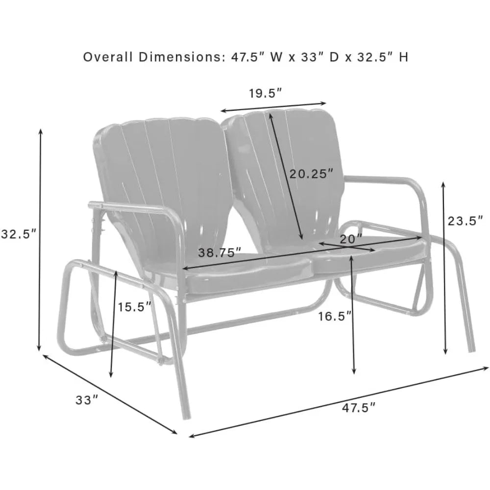 Ridgeland Retro 2- Person Metal Outdoor Loveseat/Glider