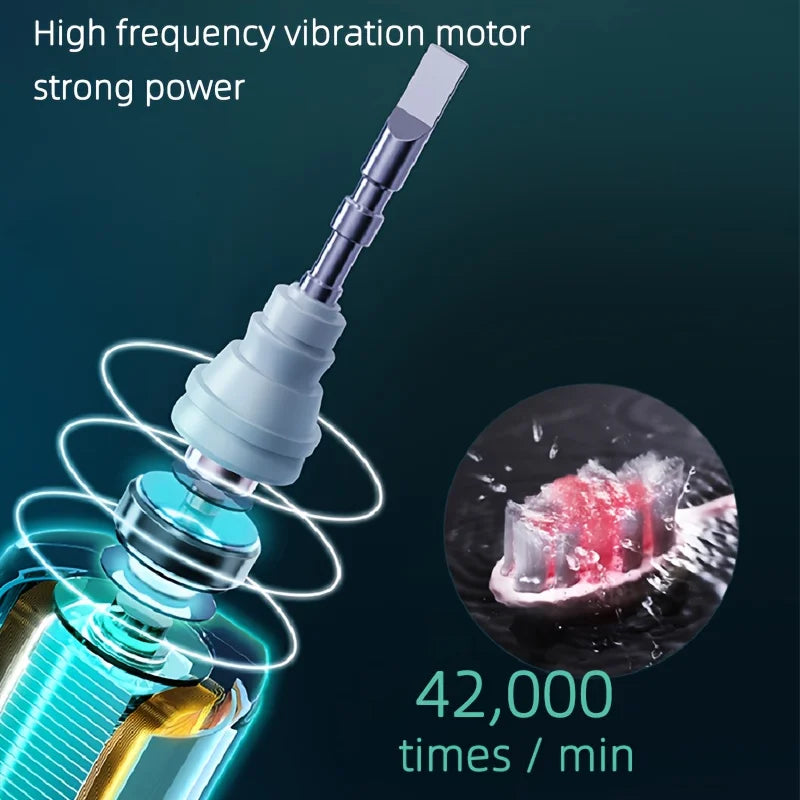 Adult 5-Mode Waterproof Electric Rotary Cleaning Toothbrush With Timer; USB Rechargeable Toothbrush with 10 heads