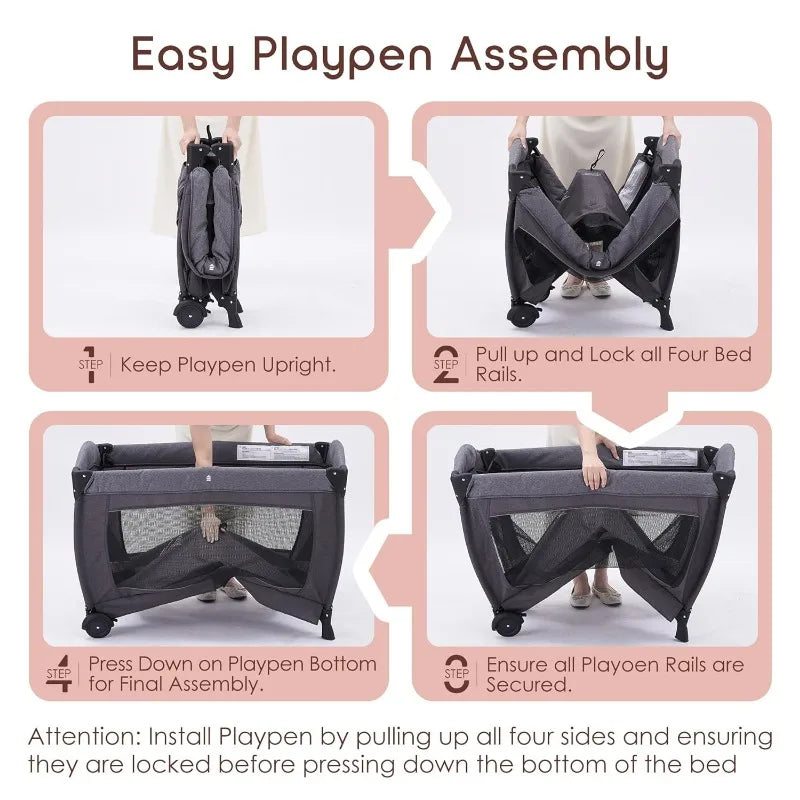 Deluxe Nursery Center with Foldable Play yard for Baby & Toddler with Changing Table for Newborn.
