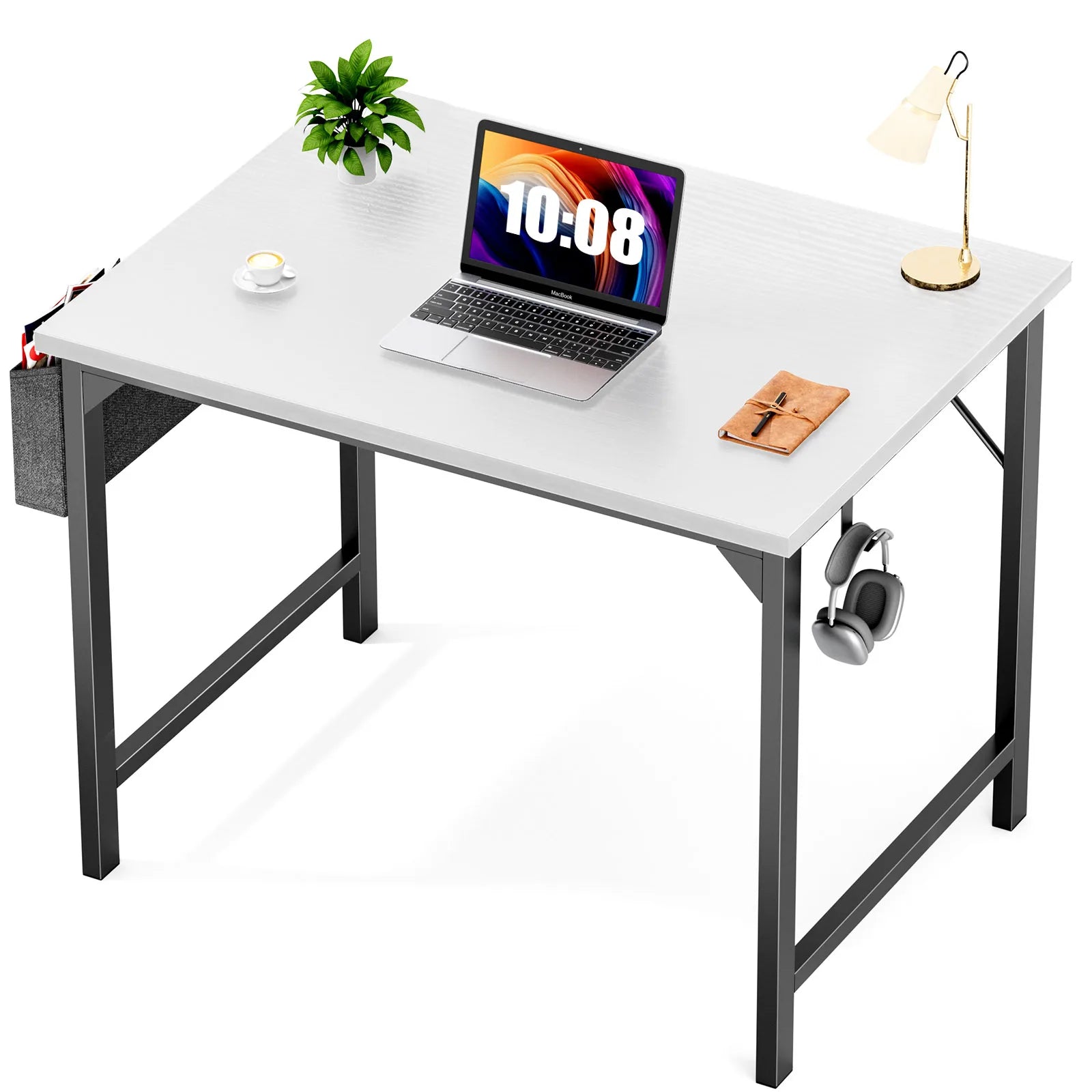 Computer Desk Gaming Table Compact with Side Bag Headphone Hook Easy Assembly