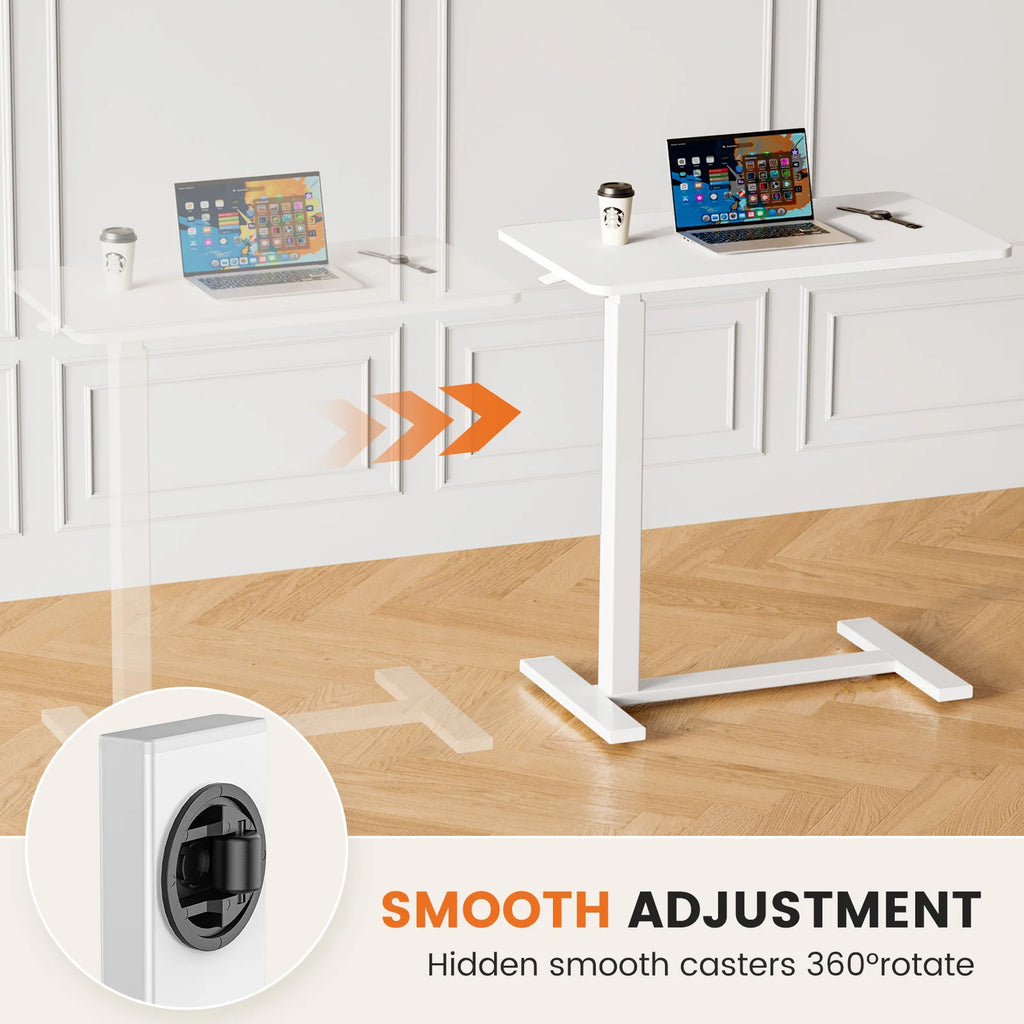 Multi-Use Table with Hidden Casters and Adjustable Height for Use with Sofa, Chair or Bed