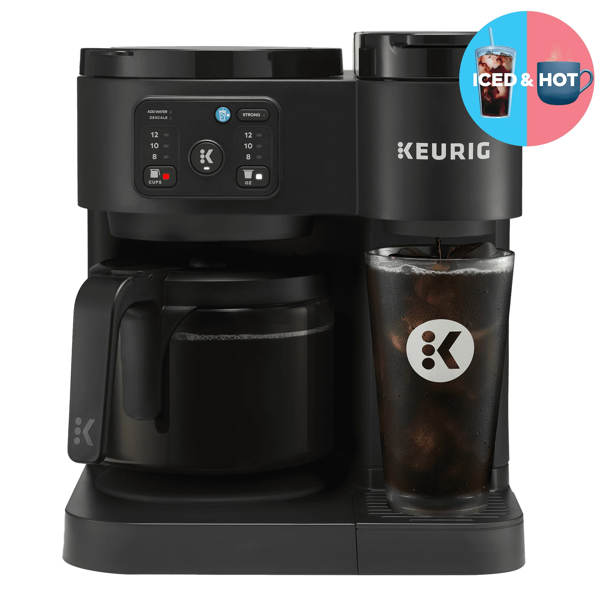 Hot & Iced Single-Serve K-Cup Pod Coffee Maker & Carafe.