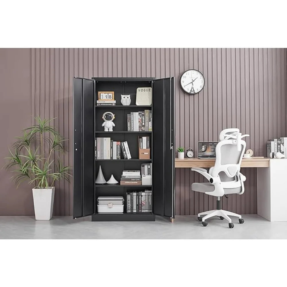 Garage Storage Cabinet with Doors and Shelves, Kitchen Pantry Cabinet, Metal Storage Cabinet with 5 Adjustable Shelves