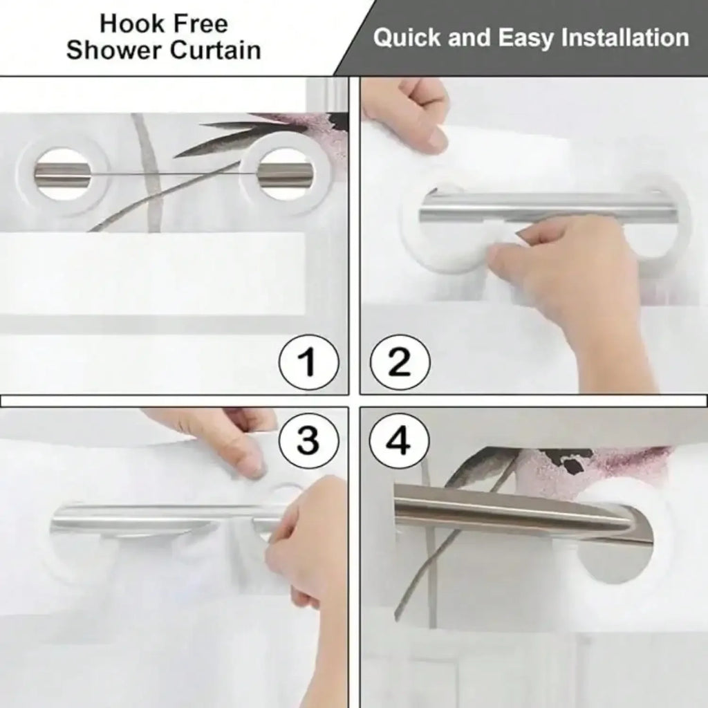Plant Pattern No Hook Waterproof Removable Shower Curtain,.