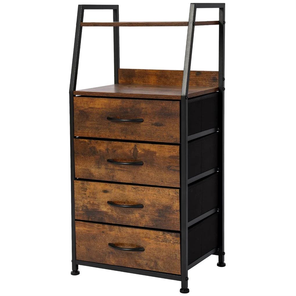 4 Drawer Night Stand with 2-Tier Display Shelf.