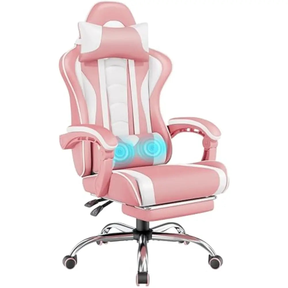Height Adjustable Ergonomic Office Chair w/ Massage Lumbar Support, Footrest, Swivel Seat and Headrest,