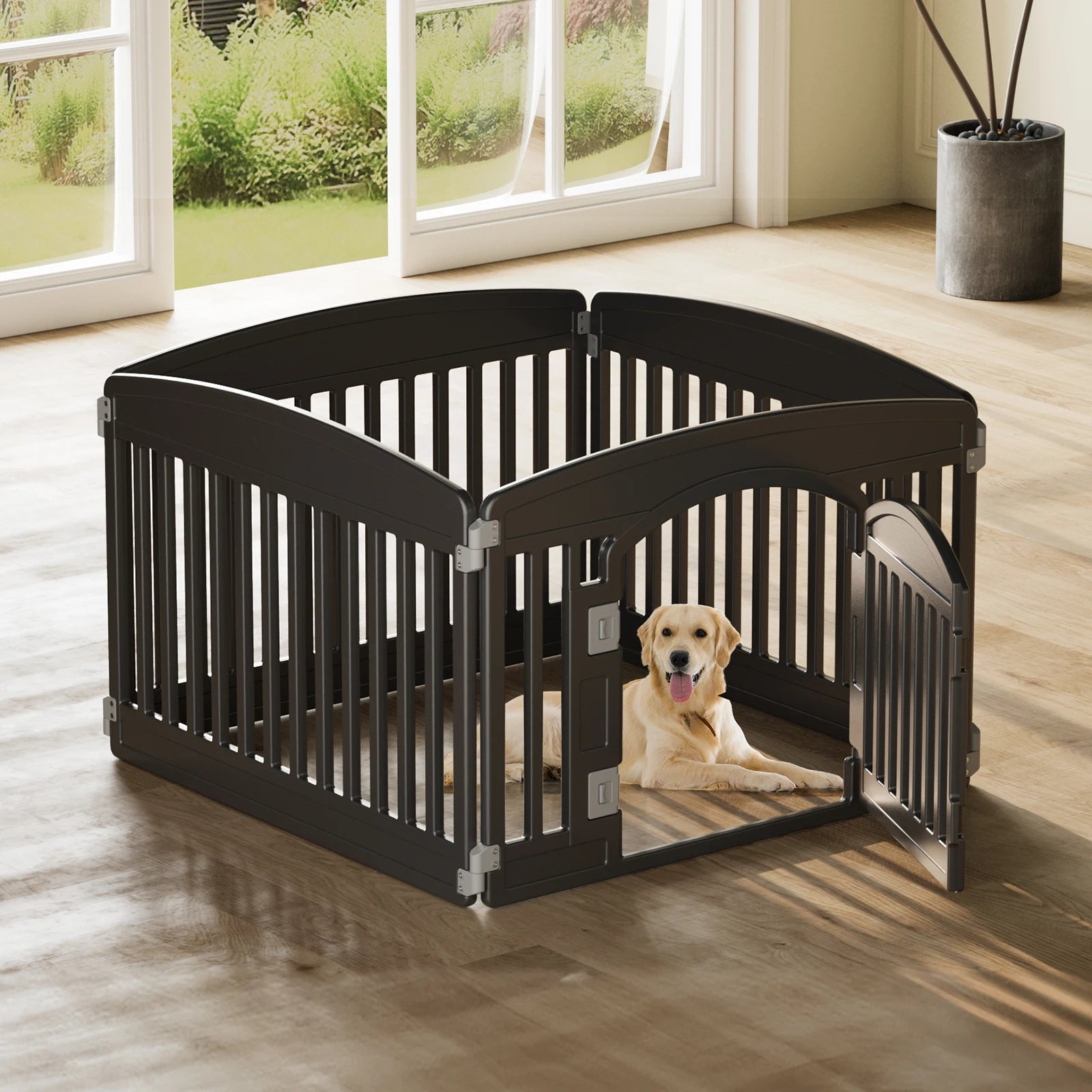 Plastic Dog Expandable and Durable Playpen. Foldable and Durable for Use Indoor or Outdoor with  Small to Medium Pets