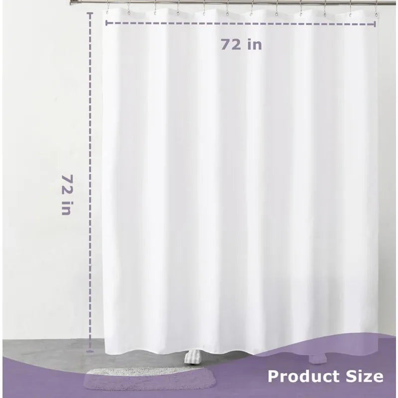 72Wx72L Machine Washable and Waterproof Fabric Shower Curtain Liner with 6 Magnets and Brass Grommets.