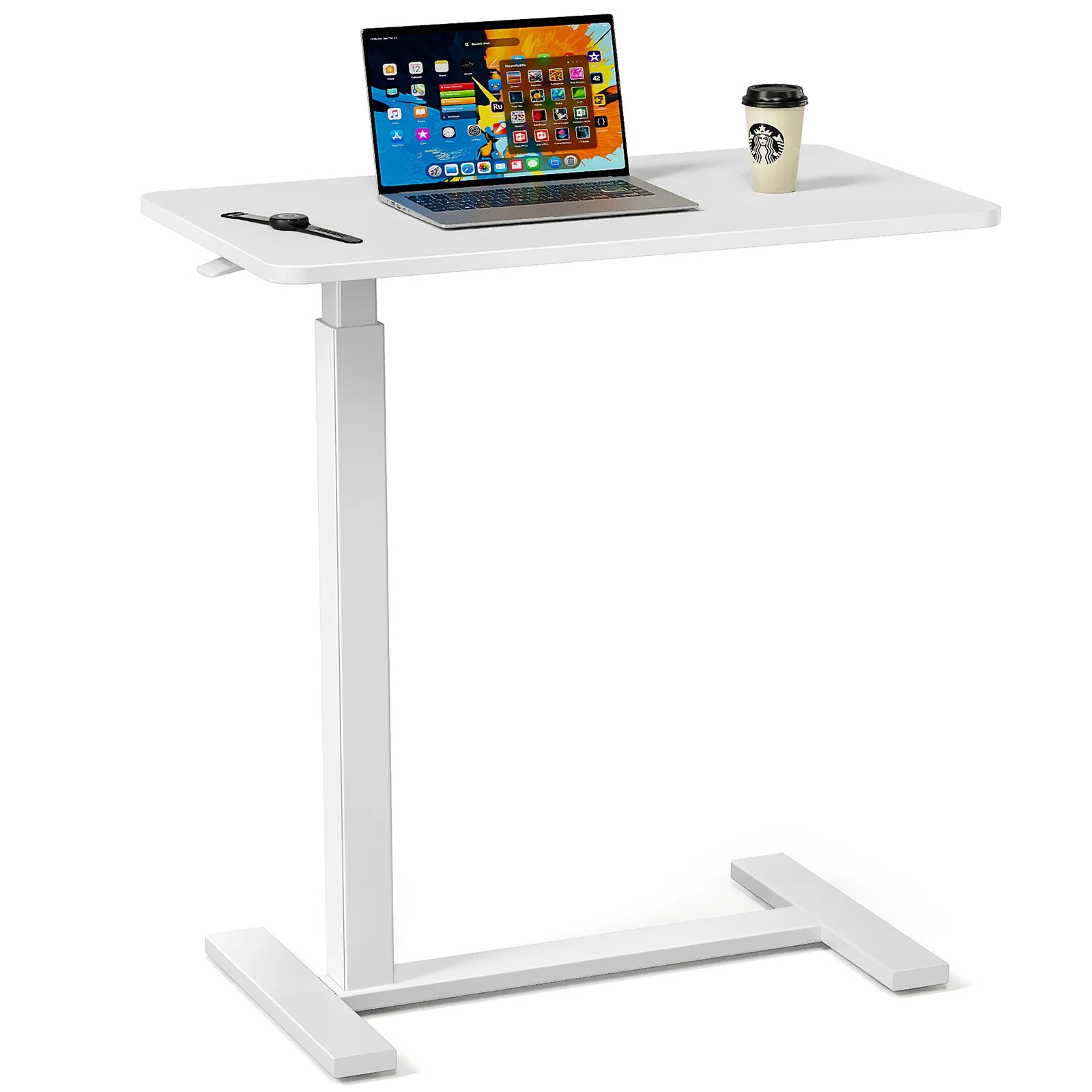 Multi-Use Table with Hidden Casters and Adjustable Height for Use with Sofa, Chair or Bed