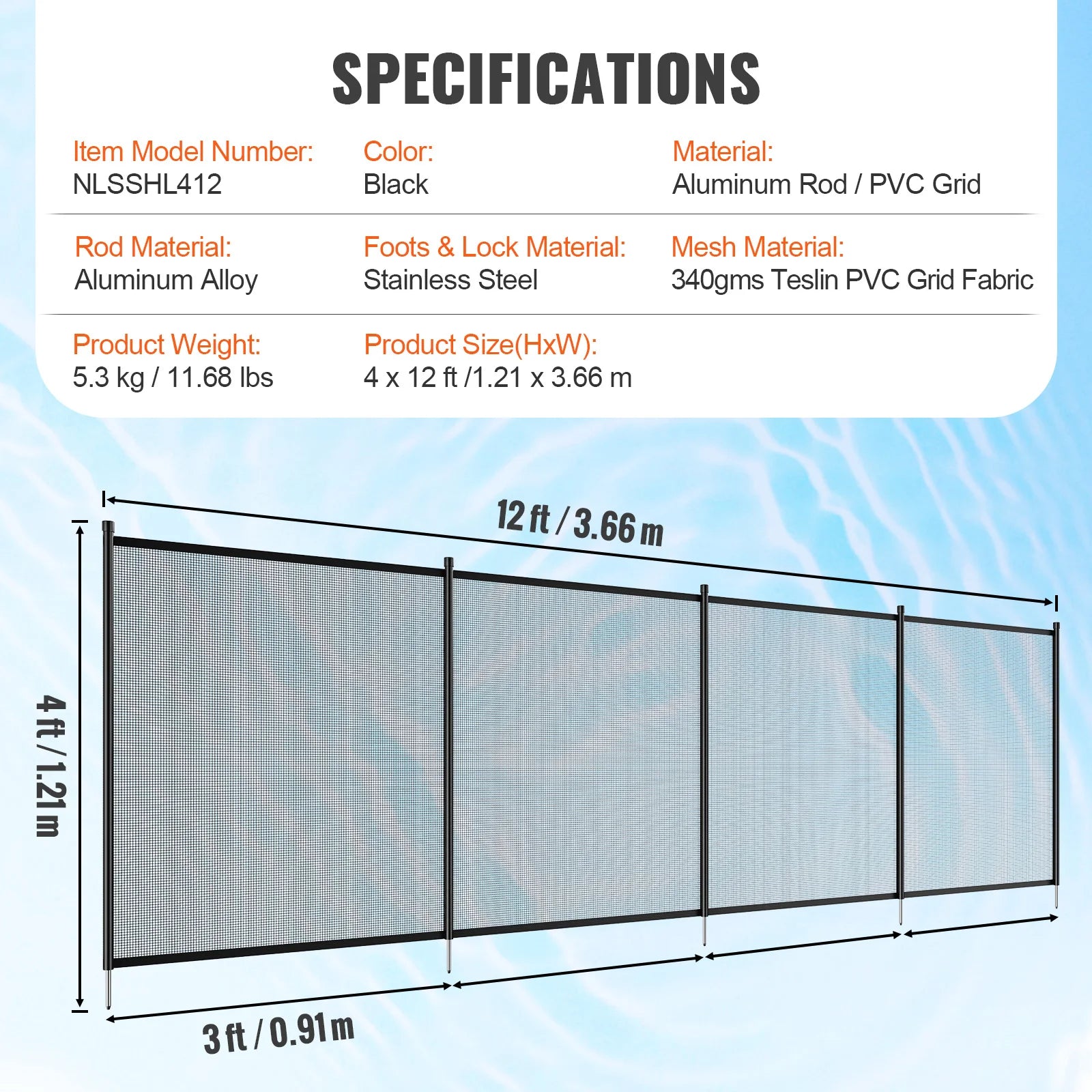 VEVOR Removable Child Safety Fence  for Inground Pools.  Teslin PVC Fence Mesh Protects Kids and Pets