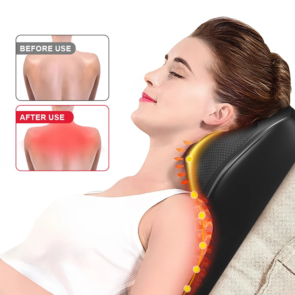 3 Speed Neck Pillow Massager with Vibration and Heat for Shoulder, Neck and Back Nuscies