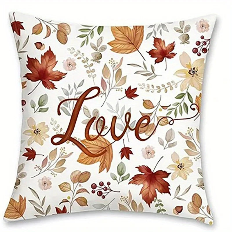 Pillow cover with autumn pattern and zipper