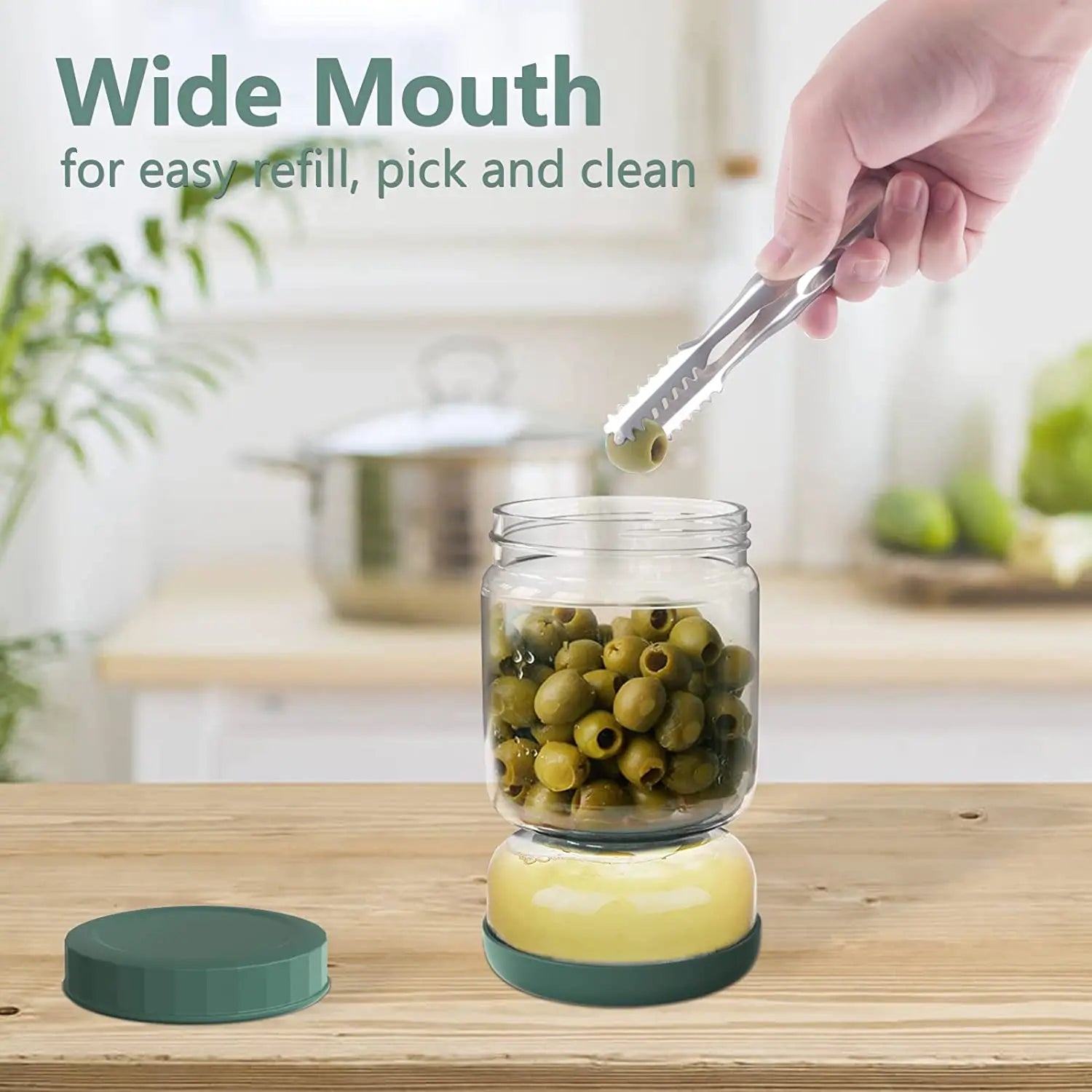 Hourglass Shaped Glass Flip Jar with Lids and Strainer for Food Storage.