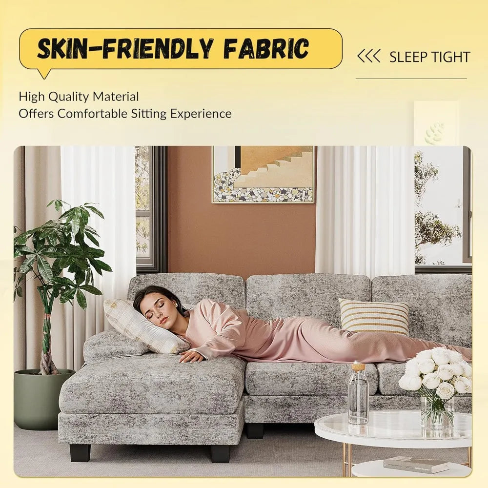 4-Seat Sectional U-Shaped Couches with Chenille Fabric with Removable Pillows. Various Colors.