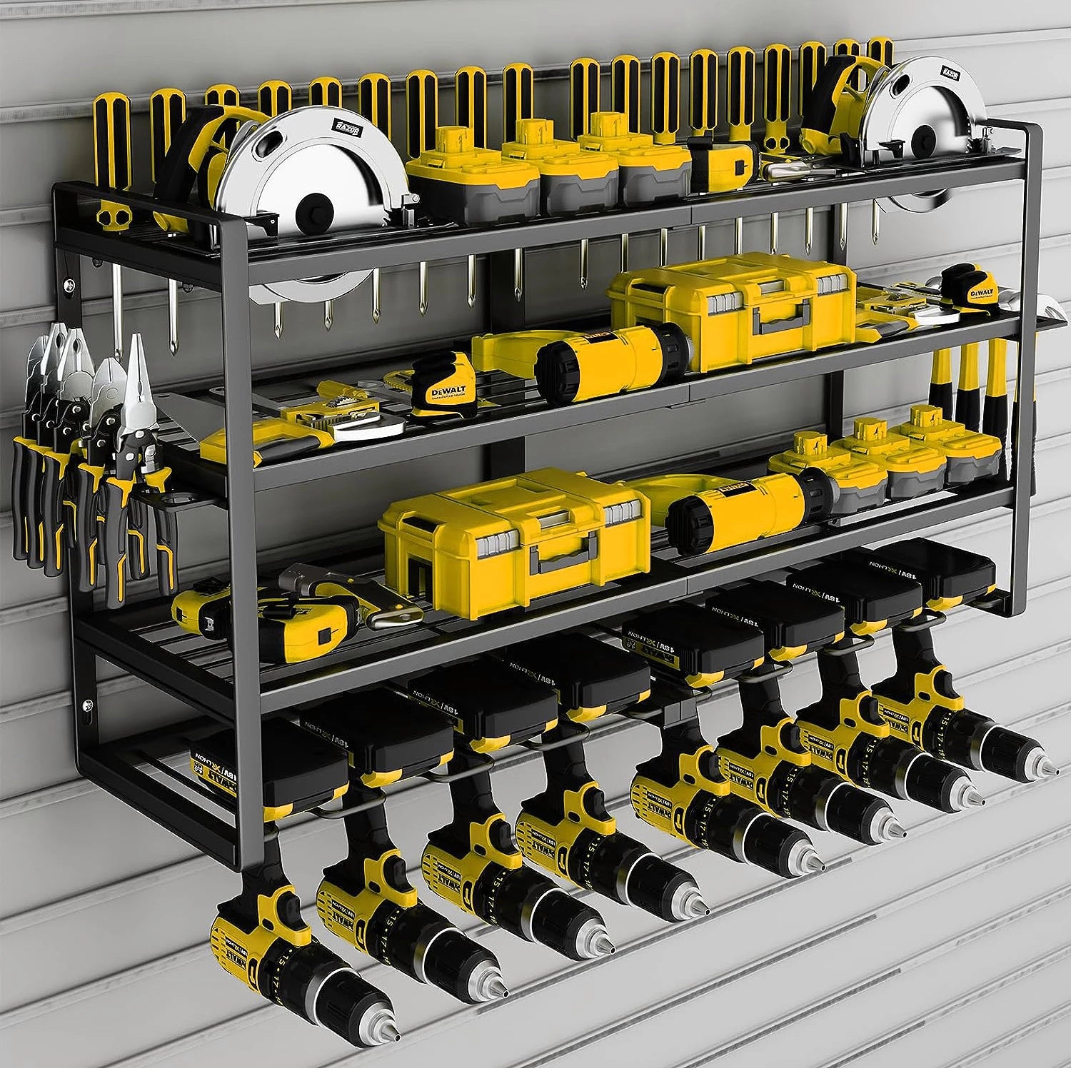 Heavy Duty Metal Wall Mount Power Tool Organizer for Garage.