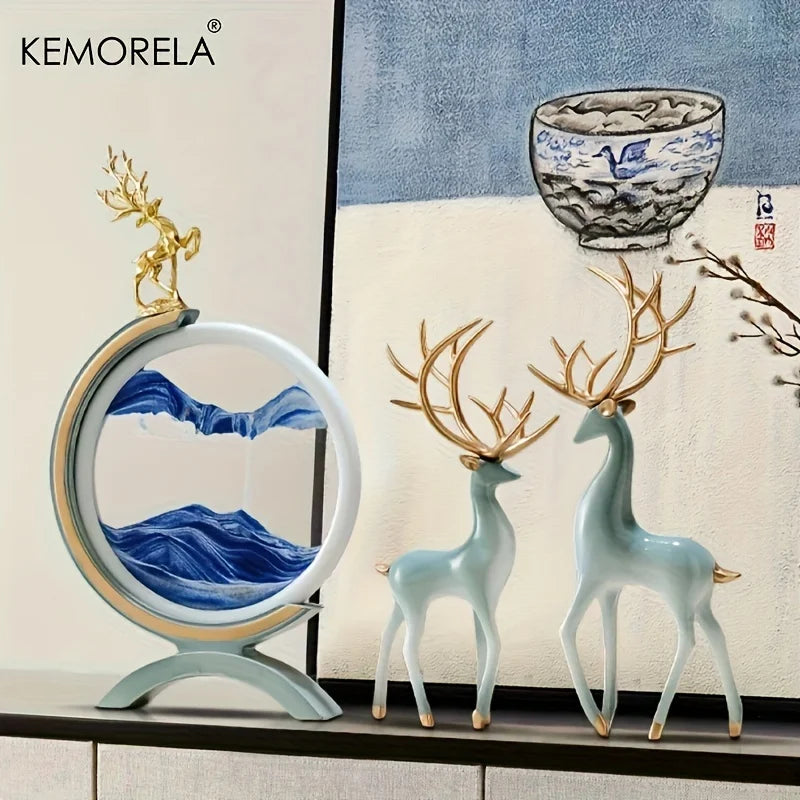 Christmas Elk Resin Statue for Nordic Tabletop Decoration