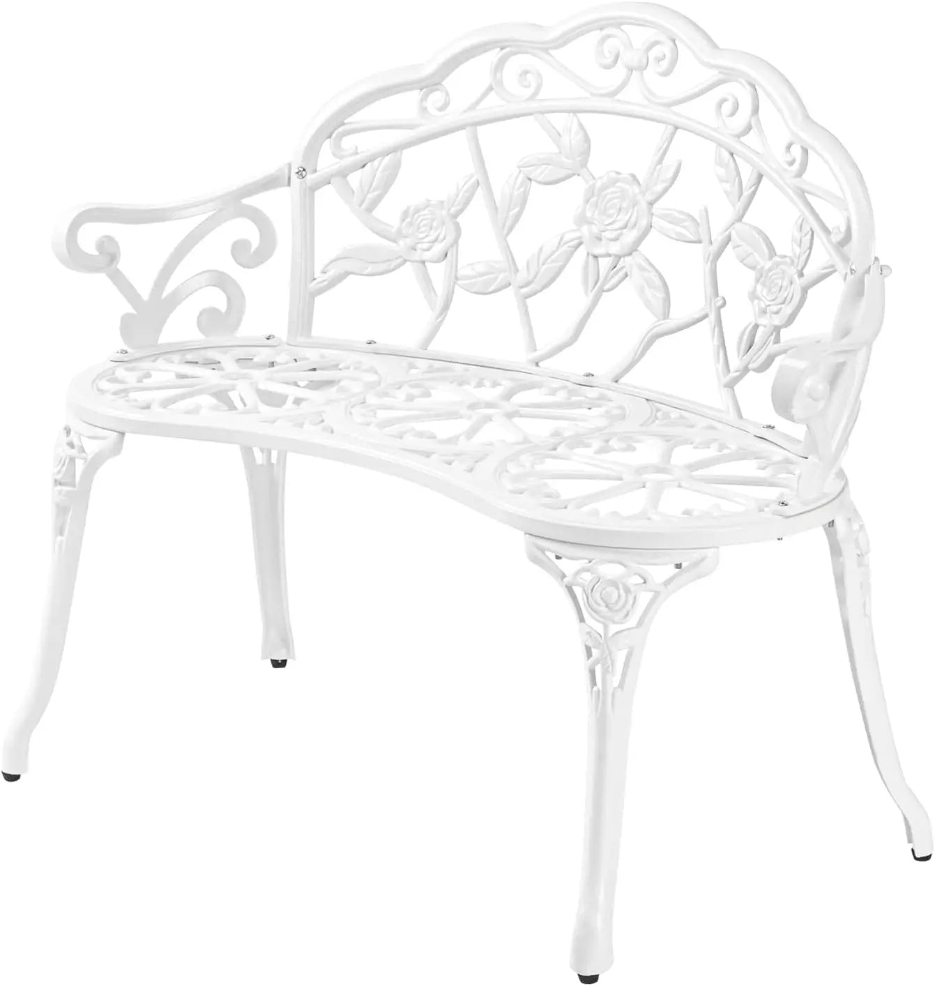 Outdoor Garden Cast Iron and Aluminum Metal Rose Bench With Antique Finish. Various Colors.