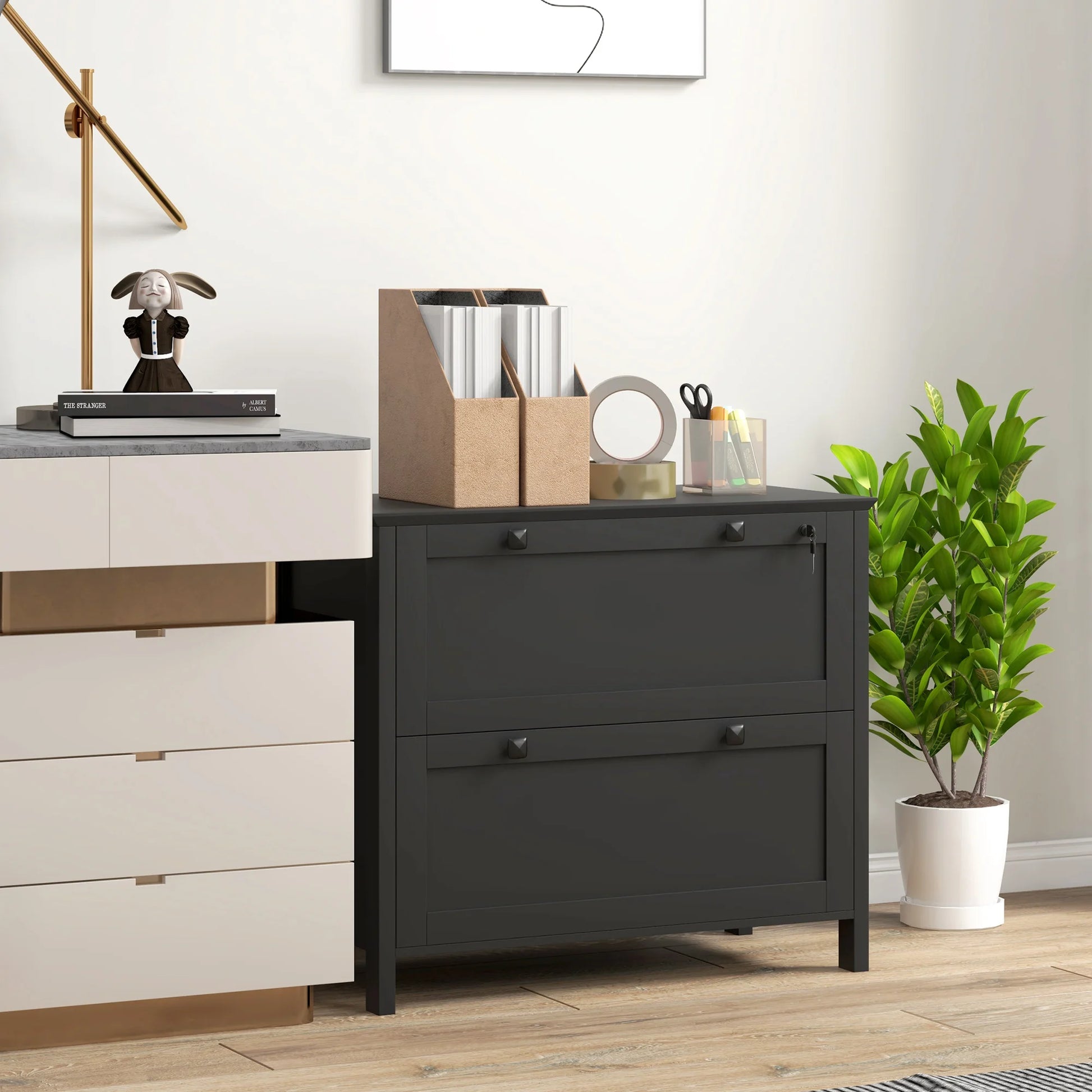 2 Drawer Lateral File Cabinet with Adjustable Hanging Bar.