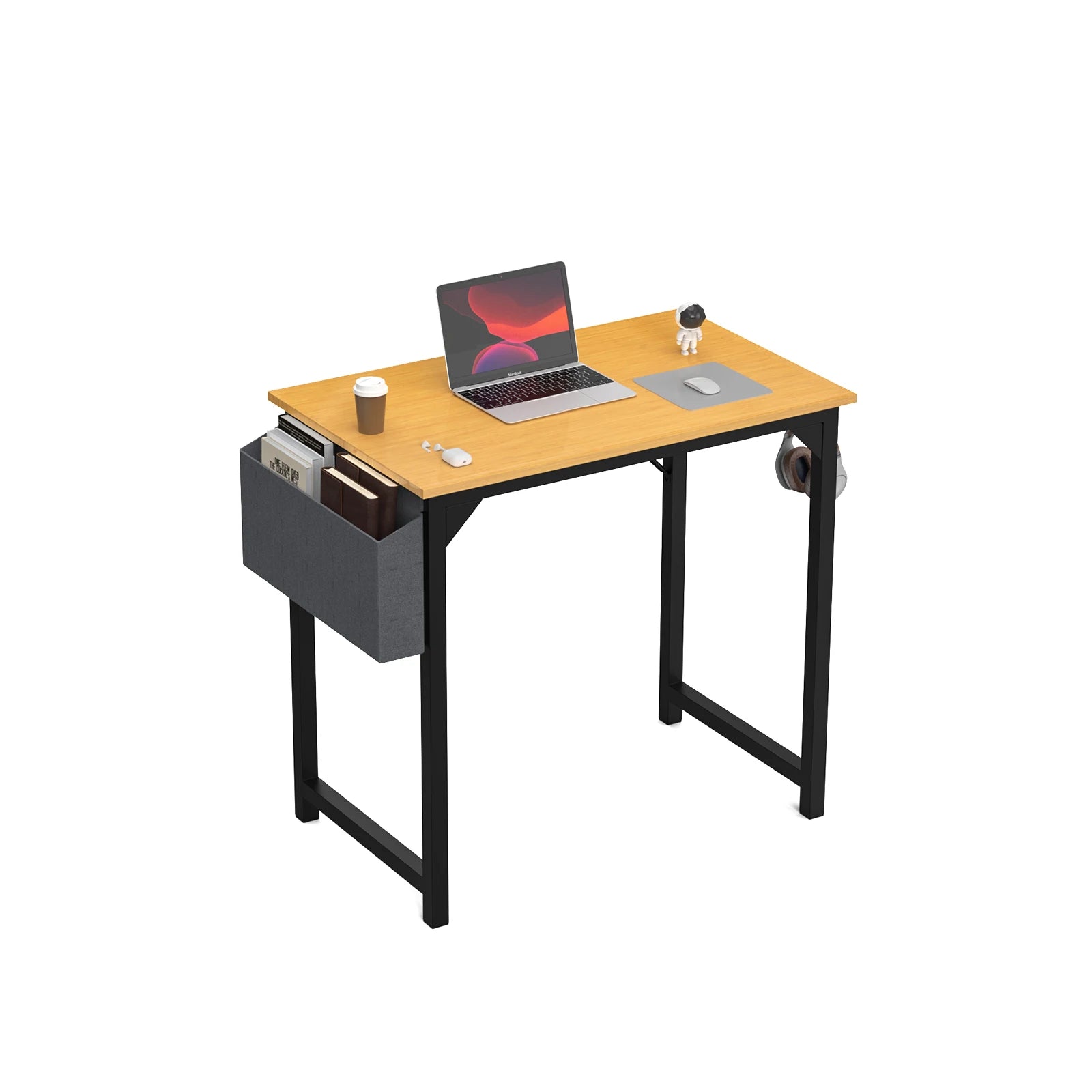 Computer Desk Gaming Table Compact with Side Bag Headphone Hook Easy Assembly