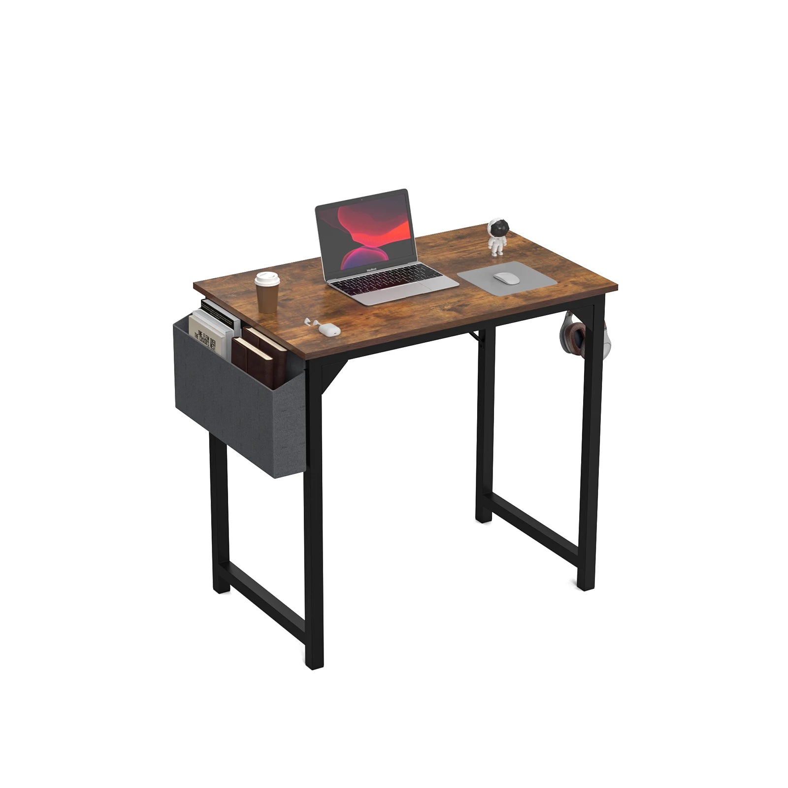 Computer Desk Gaming Table Compact with Side Bag Headphone Hook Easy Assembly