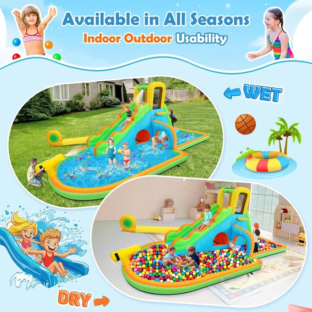 Inflatable Water Slide with Climbing Wall and Bounce House