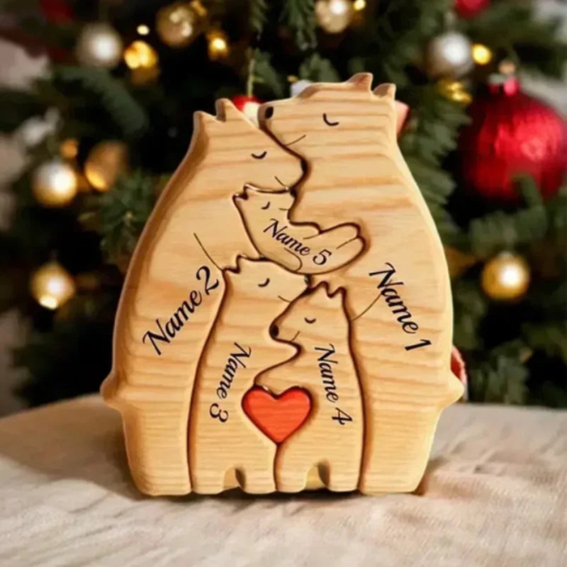Personalized Customed Wooden Bear Family Puzzle