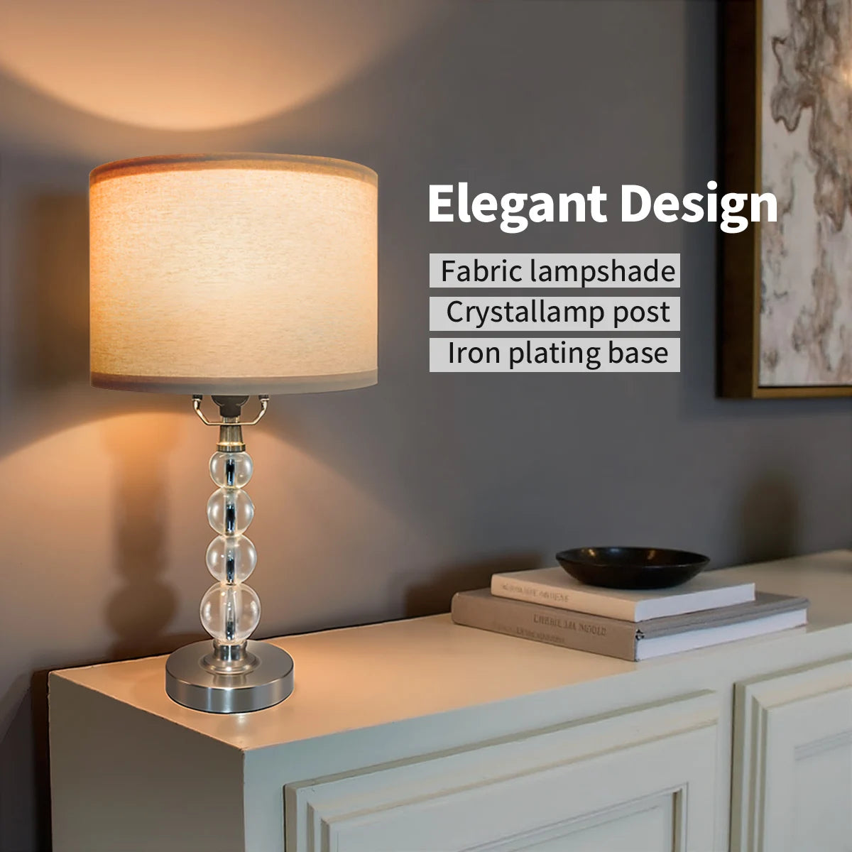 Set of Two Modern Multi-Room Table Lamps with Linen Colored Shades