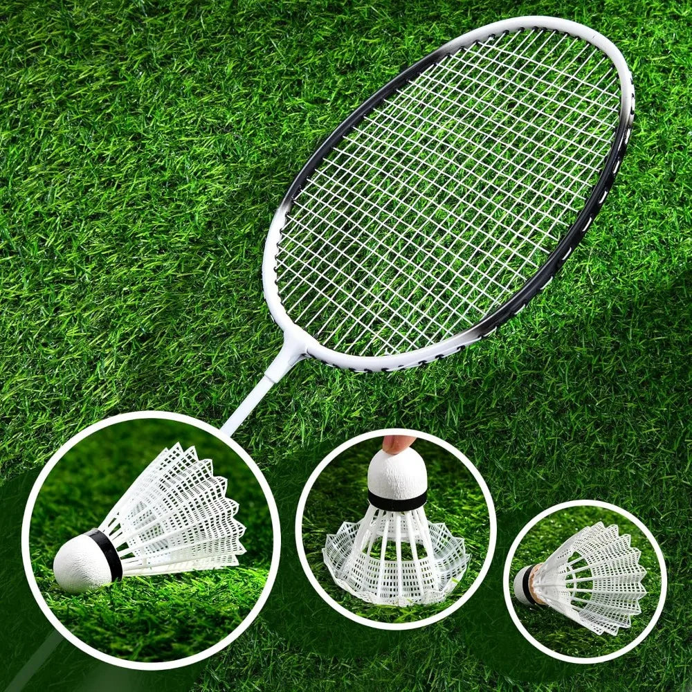 Backyard Badminton Set  with Professional Net, 4 Shuttlecocks, 4 Badminton Rackets, and Carrying Case.
