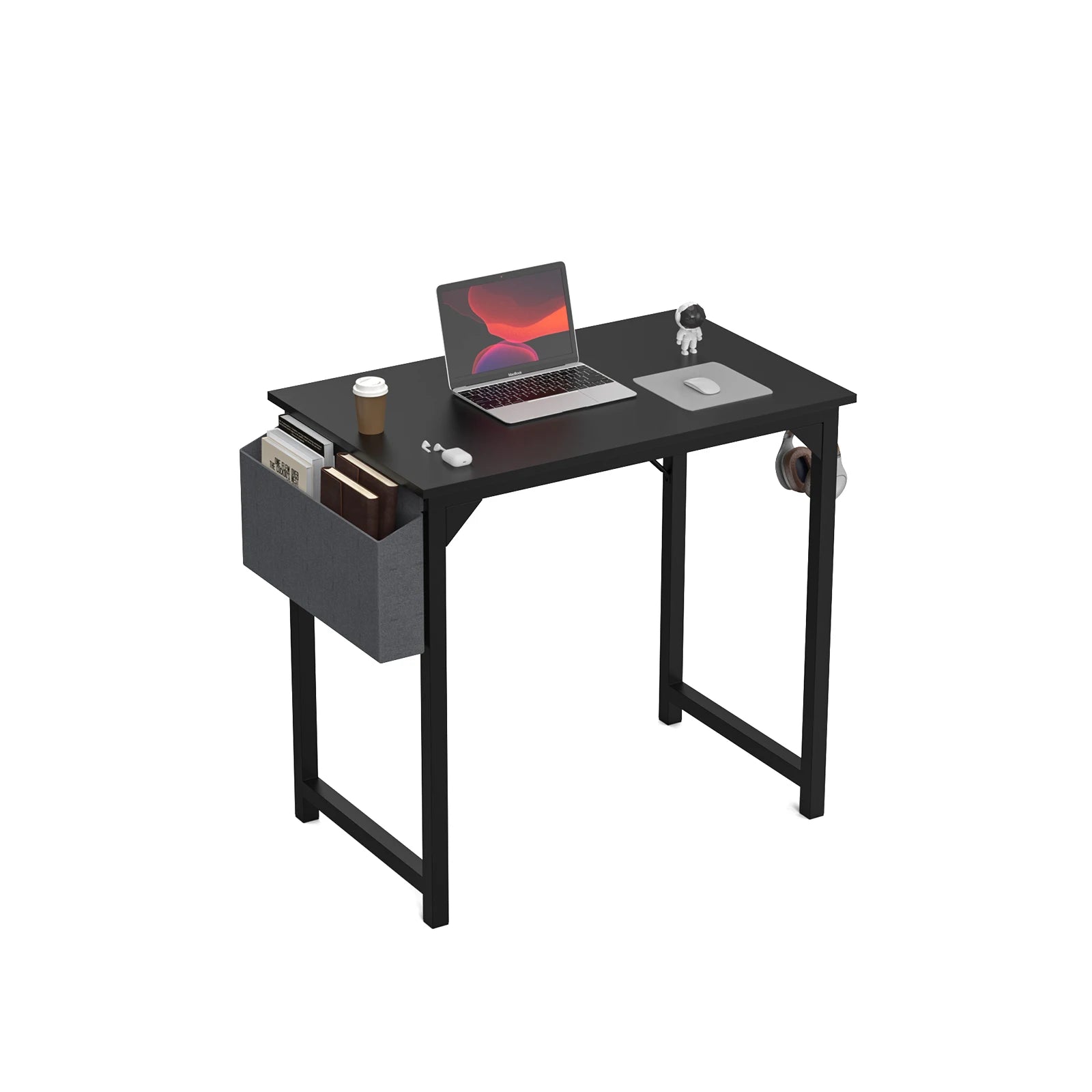Computer Desk Gaming Table Compact with Side Bag Headphone Hook Easy Assembly