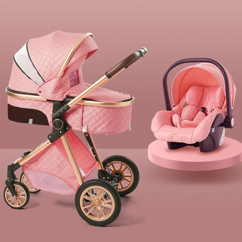 Luxury 3 in 1 Baby Stroller, Cradle and Infant Carrier with Multiple positions